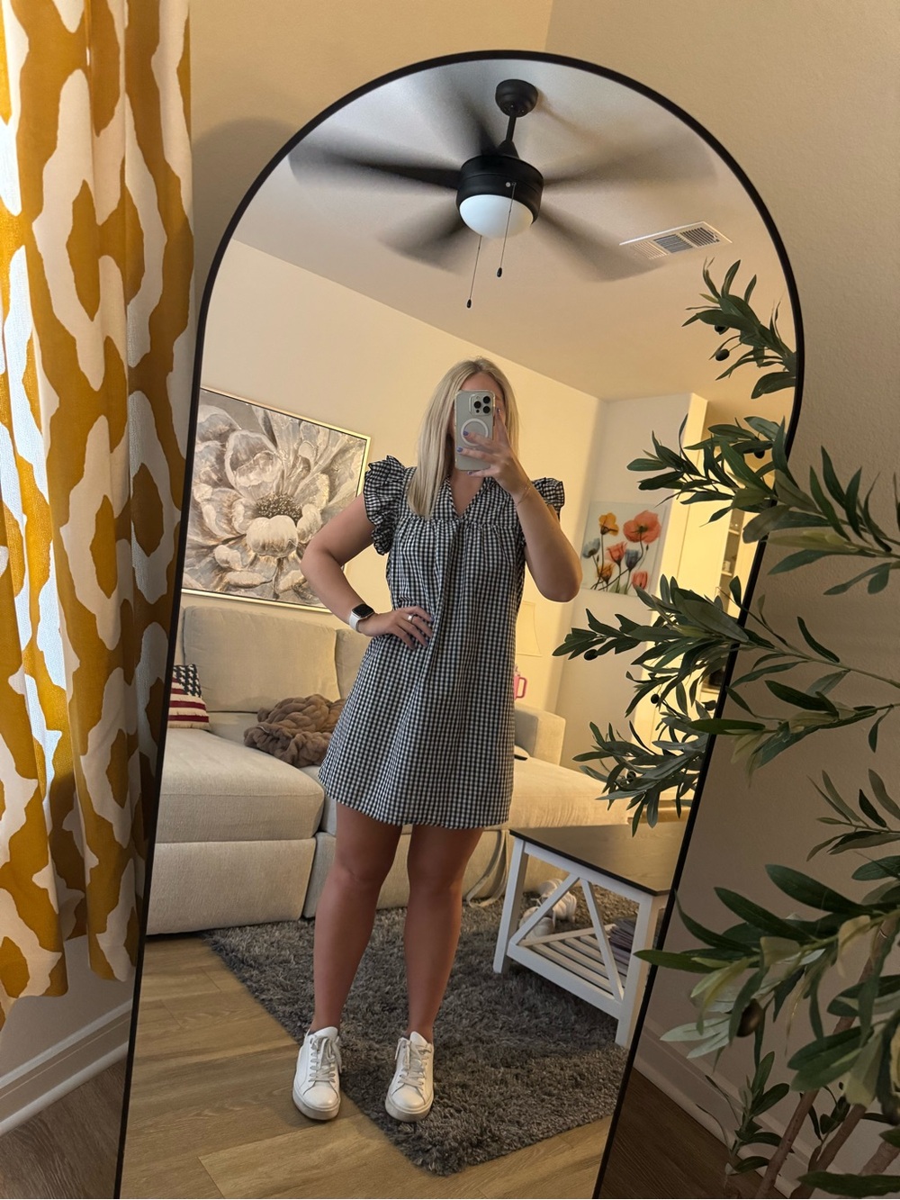 Gingham mini dress